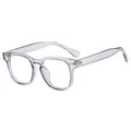 Lunettes de soleil rétro à monture ronde transparente et verres clairs avec charnière - Anti-lumière bleue / Gris Transparent