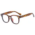 Monture de lunettes léopard classique avec design rétro carré et rivets argentés - Anti-lumière bleue / Écaille de tortue