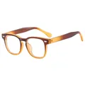 Lunettes de soleil rétro dégradé ambre et jaune avec rivets en diamant argent - Anti-lumière bleue / Dégradé Marron