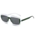 Lunettes de soleil géométriques oversize tendance en contraste blanc et vert - Monture Blanc Vert Verres Gris