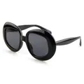 Retro-Pilotenbrille in Schwarz mit dickem Kunstharzrahmen und UV-Schutzgläsern - Glänzend Schwarz / Graue Gläser