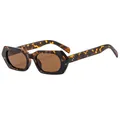 Chic tortoise shell hexagonal sunglasses with brown lenses and silver rivet accents - Leopard Frame / Tea Lens