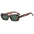 Chic dark tortoiseshell polygon sunglasses with vintage rivet accents and UV400 lenses - Tortoiseshell Frame Dark Green Lens