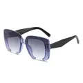 Square purple glitter sunglasses with gradient grey lenses and black temples - C5 Blue Glitter Frame Gradient Gray Lens