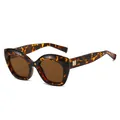 Vintage cat-eye sunglasses featuring dark brown tortoiseshell frames with gold accents - C2 Tortoise Frame Brown Lenses