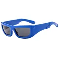 Electric blue chunky square sunglasses with dark lenses and bold sporty frame - Blue Frame Grey Lens