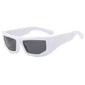 Futuristic white frame sunglasses with dark lenses in a sleek Y2K punk wrap design - White Frame Gray Lens