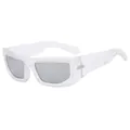 Matte white cycling sunglasses with oversized square frame and translucent finish - Transparent Frame Silver Mirror