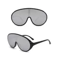 Futuristische Sonnenbrille mit silberner Verspiegelung und schwarzem Gestell im Streetstyle - Schwarzer Rahmen Silberner Verspiegelter Gläser