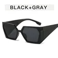Y2K Punk-Stil geometrische Sonnenbrille mit schwarzem Rahmen und grauen Gläsern - Glänzend Schwarz/Graue Linse