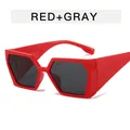 Lunettes de soleil punk géométriques avec monture rouge épaisse et verres gris - Monture Rouge Verres Gris