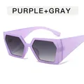 Lunettes de soleil géométriques oversize lavande avec verres dégradés gris - Monture Violette Verres Gris