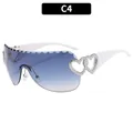 Y2K punk zonnebril met blauwe gradiënt glazen en witte pootjes model C4 - Witte Poten Gradiënt Blauwe Glazen