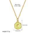 Gold-plated brass necklace featuring a vintage green enamel moon pendant with bead chain - 14k / Gold Green Moon Style (x620-Gold 003)