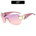 Lunettes Y2K punk avec verres dégradés roses et détails de cœur dorés sur la branche - Branches Violettes Verres Violet Rose
