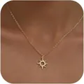 Elegant gold sun pendant necklace for women made of durable stainless steel chain - Gold