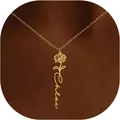 Personalized gold daisy flower name necklace with Chloe pendant and minimalist chain - Chloe Daisy Style (x678) / Gold