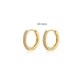Close-up of 10mm gold plated hoop earrings with micro-set cubic zirconia stones - Small / Gold