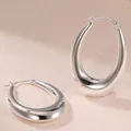 Boucles d'oreilles créoles gouttes en argent S925 poli au style minimaliste pour femme - 14k / Argent
