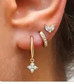Macro di orecchini in ottone placcato oro con zircone verde e stella a quattro punte elegante - 14K / Bianco (e301)