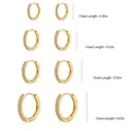 Four-piece set of gold-plated brass hoop earrings with zircon in four sizes - Mixed Style / Gold