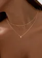 Détail du collier double rang plaqué or avec pendentif en zircon étincelant de luxe - Style 1 (x119) / Or