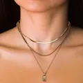 Three-layer gold plated brass necklace featuring twist chain and textured pendant for women - Three-Layer Pendant Style 1 (x252) / Set of 3 / Gold
