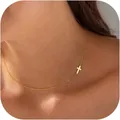 Collana a tre strati in ottone placcato oro con ciondolo tondo a tortiglione su modella - Stile Croce a Strato Singolo 1 (x253) / 1 Pezzo / Oro