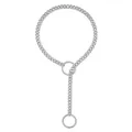 Detailed macro view of the silver cuban chain with adjustable metal rings and sleek finish - Cuban Slip Chain Necklace / 14k / Silver