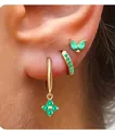 Set di orecchini in ottone placcato oro con zirconi verdi e pietre color smeraldo - 14K / Verde Smeraldo (e301)