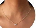 Collier double épaisseur en laiton plaqué or avec pendentif rond en zircon brillant - Style 2 (x119) / Or
