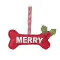 Red felt bone Christmas ornament with Merry text and holly berry festive decorations - Merry Letter Style / Red Bone Style