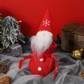 Rote gestrickte Weihnachtswichtel-Süßigkeitentüte mit Schneeflockenmuster und Bart - Rot