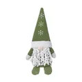 Gnomo di Natale nordico verde in peluche con fiocchi ricamati e cappello di pelliccia - Verde