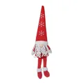 Nordic Christmas gnome plush with red snowflake knitted hat and long white beard - Red
