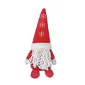 Gnomo natalizio di peluche con cappello rosso lavorato a maglia, fiocchi di neve e barba bianca - Rosso
