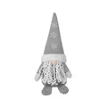 Gnomo di Natale grigio di peluche con ricamo a fiocco di neve e cappello in maglia - Grigio