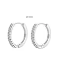 Minimalist 10mm silver earrings set with cubic zirconia stones in a hoop design - Small / Silver