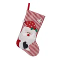 Christmas stocking with Santa Claus 3D applique and red white stripes pattern - Santa Claus