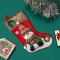 Grote rode pluche kerstkous met 3D-sneeuwpop en bruine rand van imitatiebont decor - Sneeuwpop-stijl / Rood