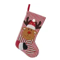 Christmas stocking featuring red white stripes and 3D plush reindeer decoration - Elk Style