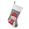 Dunkelgraue Weihnachtssocke mit Plüschrand und Schneemann-Applikation als Deko - Schneemann
