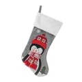 Grauer Weihnachtsstrumpf mit weißem Plüschrand und Pinguin-Stickerei-Dekor - Pinguin-Stil