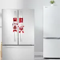 Paar Weihnachts-Gnom-Kühlschrankgriffbezüge aus rotem und kariertem Plüschstoff - Rotes Weihnachts-Kühlschrank-Set