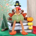 Thanksgiving plush turkey doll with long legs and pumpkin green plaid body ornament - Green Male Turkey (CX25508)