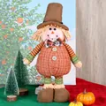 Retractable autumn sunflower doll ornament with orange plaid fabric and straw details - Thanksgiving Male Elder Telescopic Doll