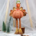 Thanksgiving telescopic turkey doll with pumpkin body and yellow checkered wings - Orange