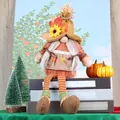 Herbst Thanksgiving Gnom Plüsch mit Sonnenblumenhut, Ahornschürze und langen Hängebeinen - Oranges Hängendes Bein Weiblich