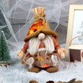 Fall gnome with sunflower hat and maple leaf apron for Thanksgiving home decor - Orange Female Gnome