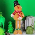 Gingerbread man plush doll with long legs and top hat for Christmas decoration - Telescopic Male Style
